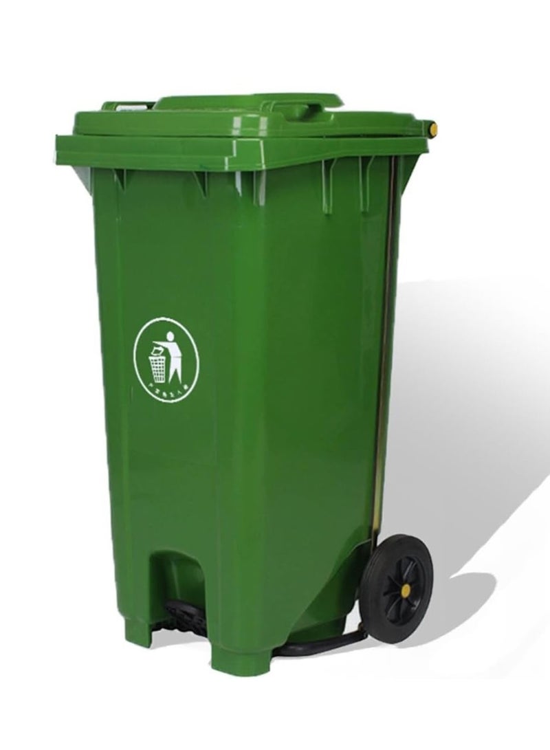 Swish Super Heavy Duty Plastic Garbage Large Bin, Green, 240 Litre with Wheel and Center Pedal -Kitchen and Outdoor Recycle Trash Can, Large Industrial Waste Bin - Image 1